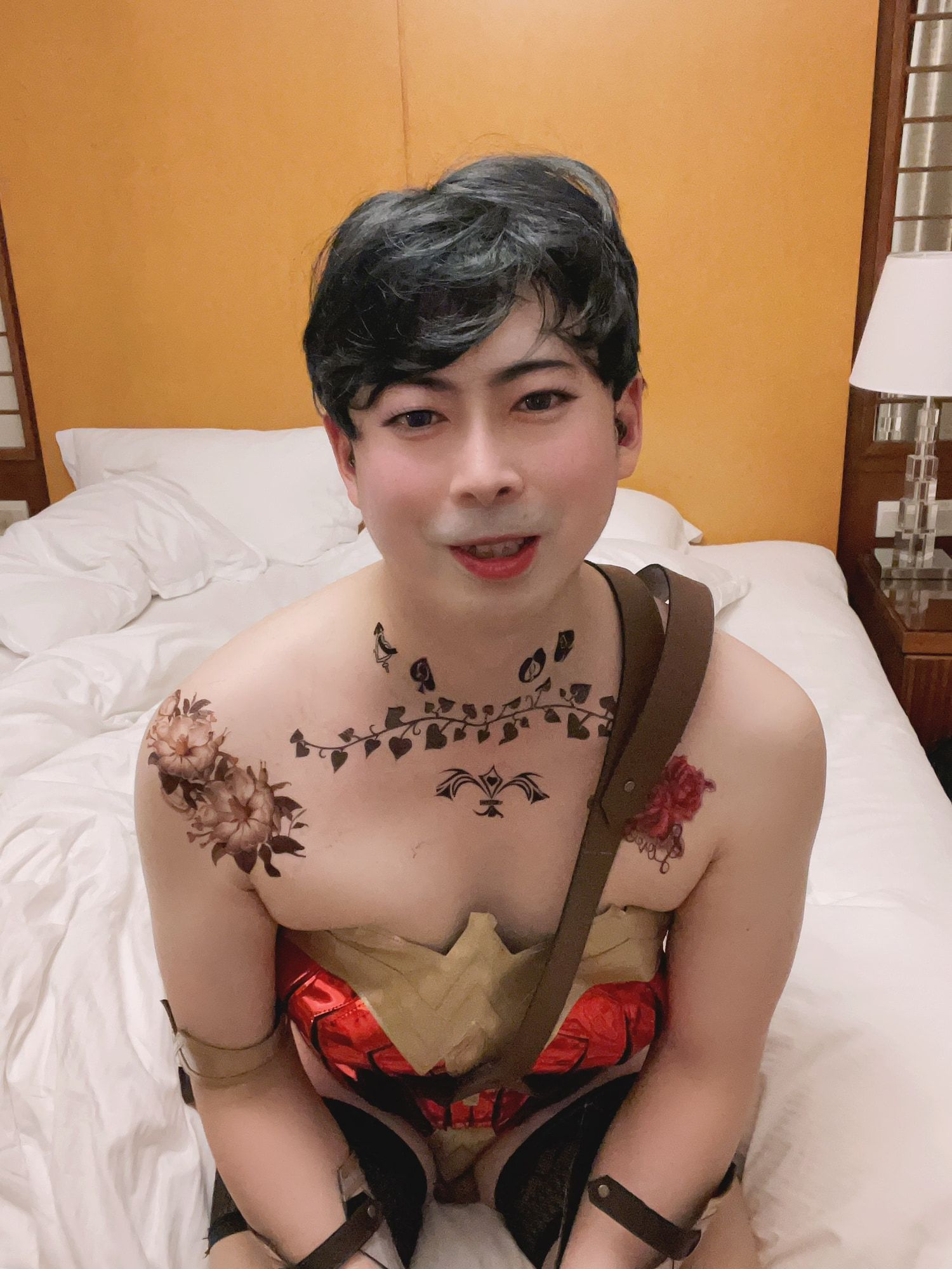 Asian sissy slut in wonder woman custome with tattoo #25