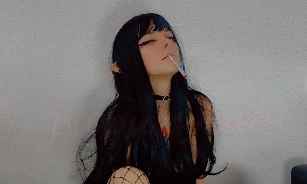 Cute Elf Girl Smoking