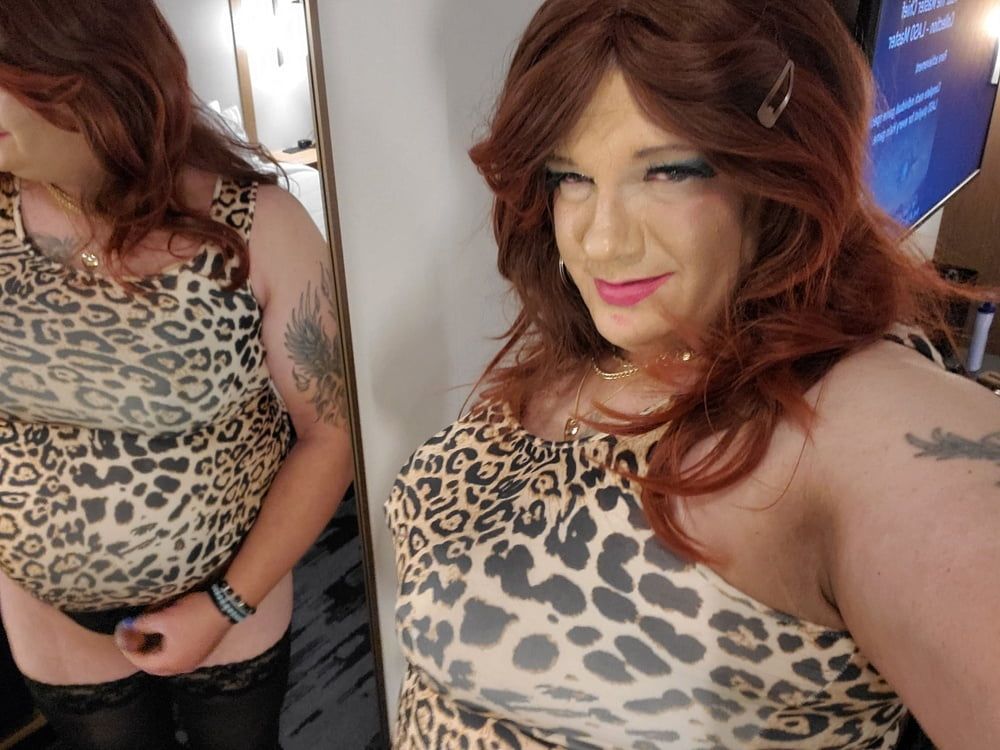 Hot Sissy Brenda in  Leopard Bodycon and Stockings  #6