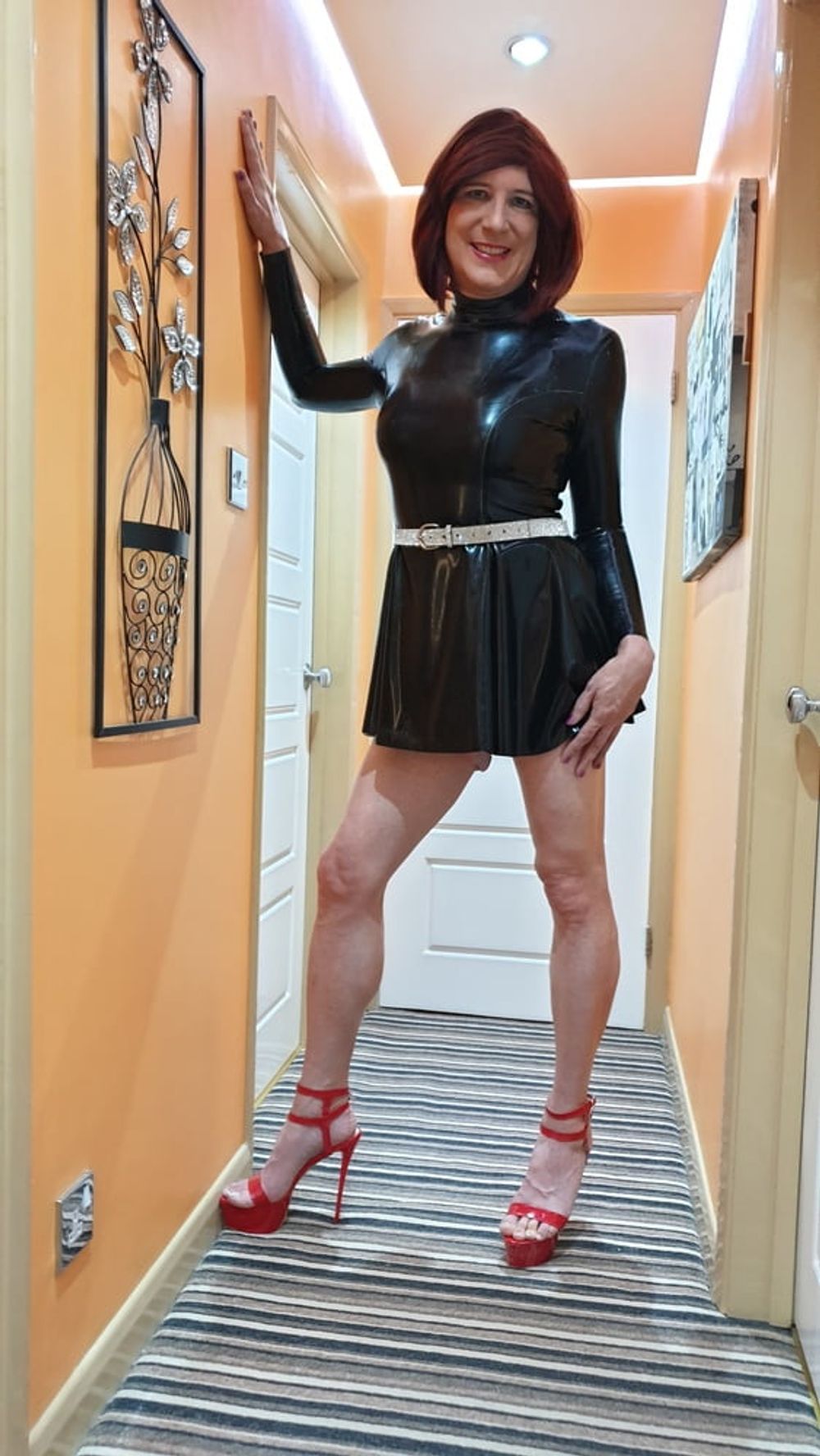 Sissy Lucy in Latex Skater Dress and Chastity #12