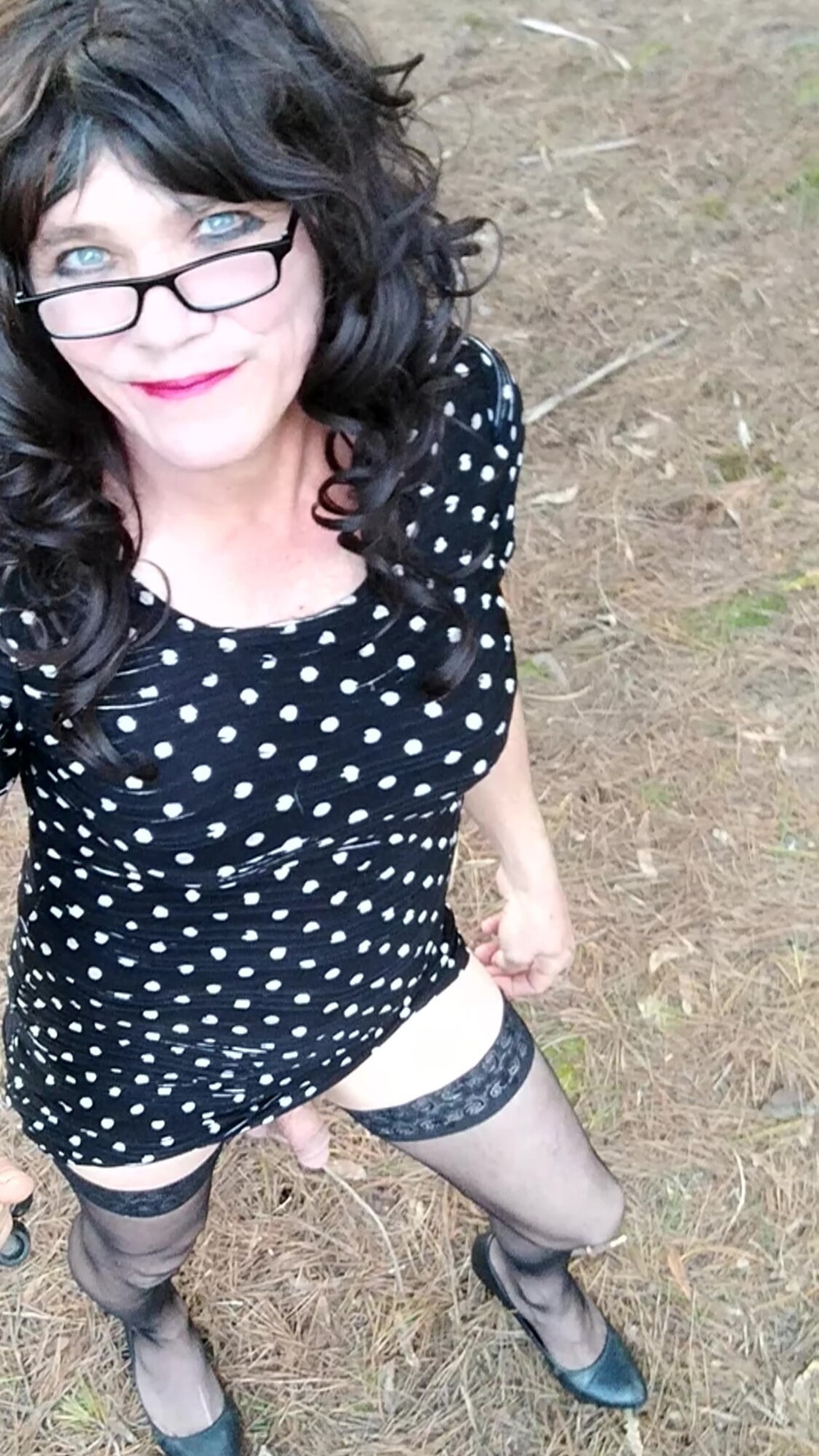 Crossdress Roadtrip- Short pokadot dress #3