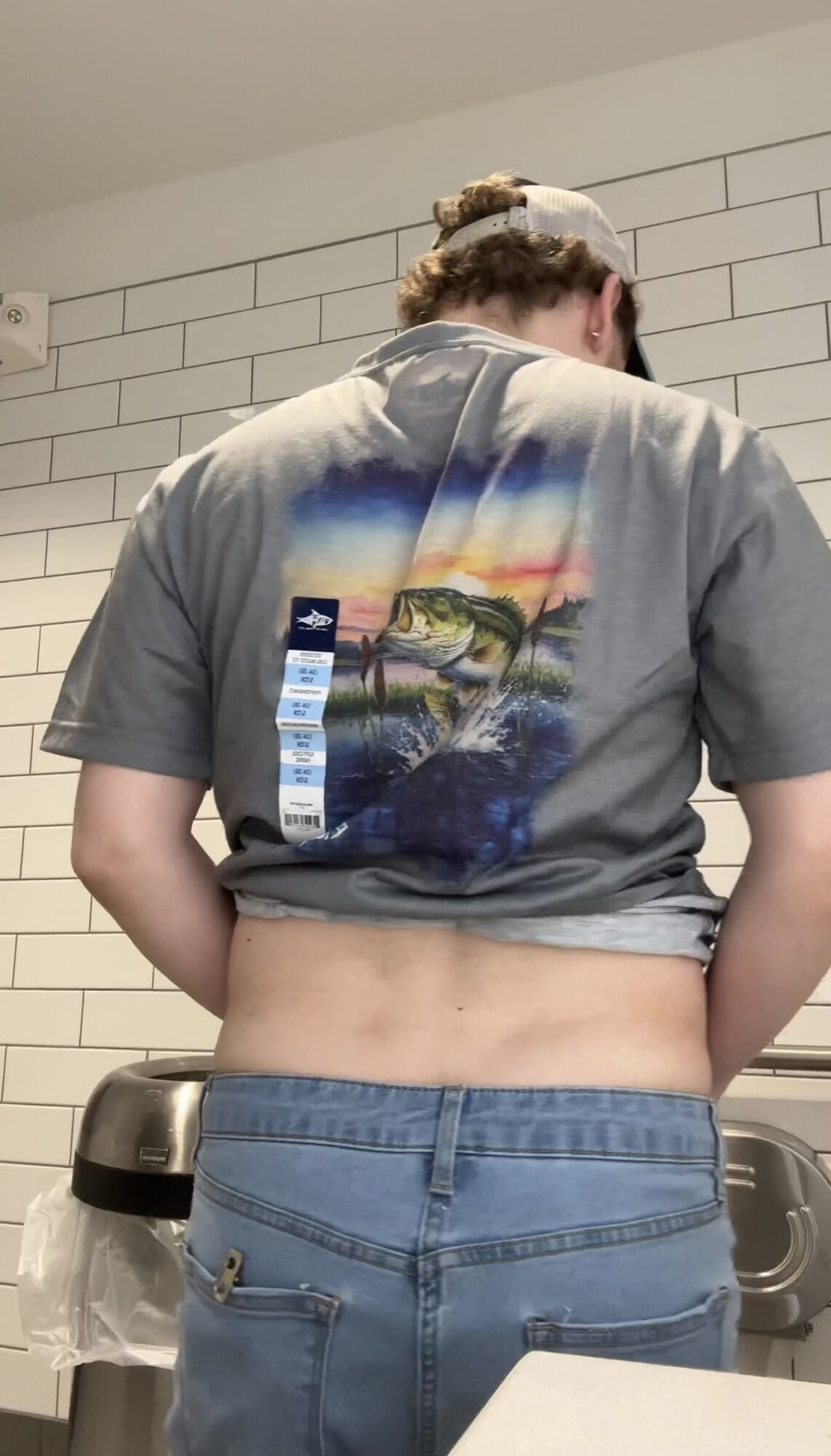 White Boy Shows Off His Tight Sexy White Ass In Public Bathr #10