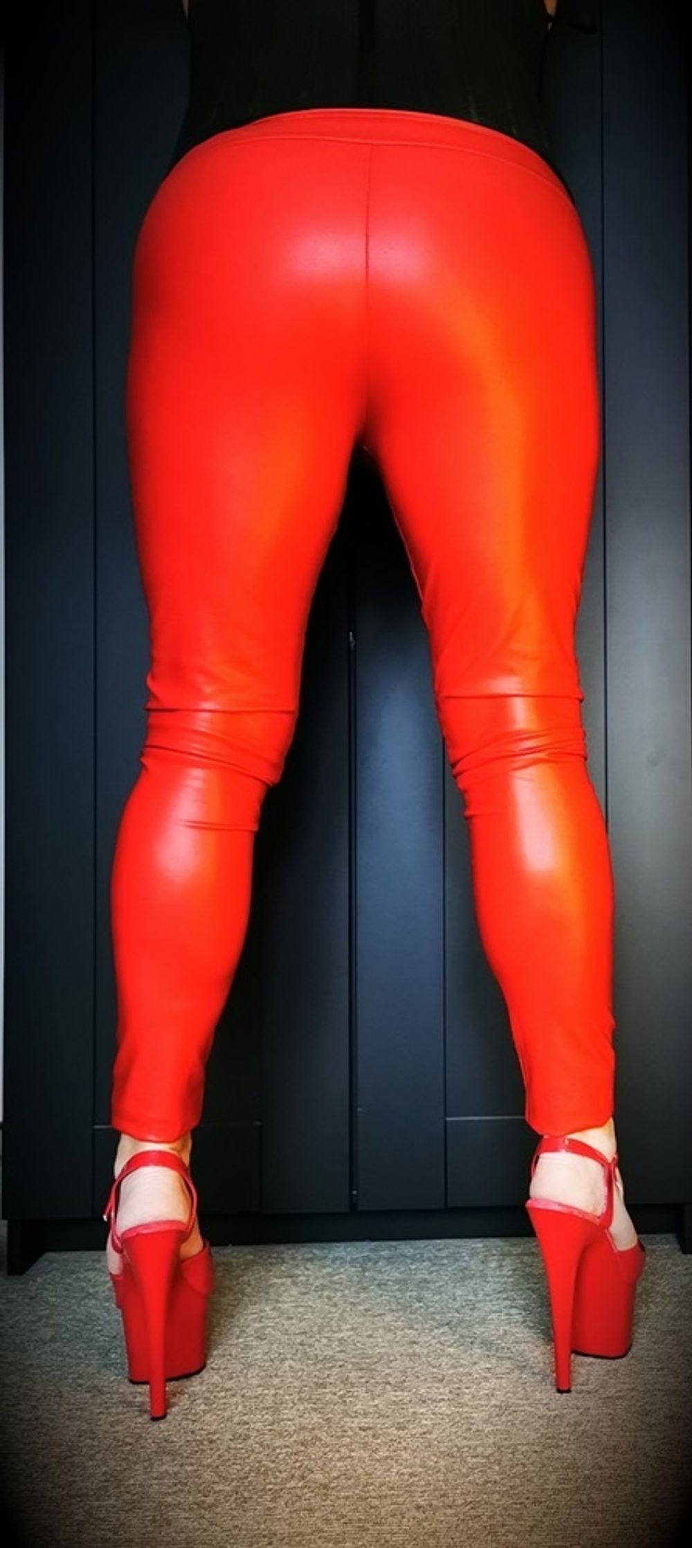 Red Leggings &amp; Red Pleaser Heels #7