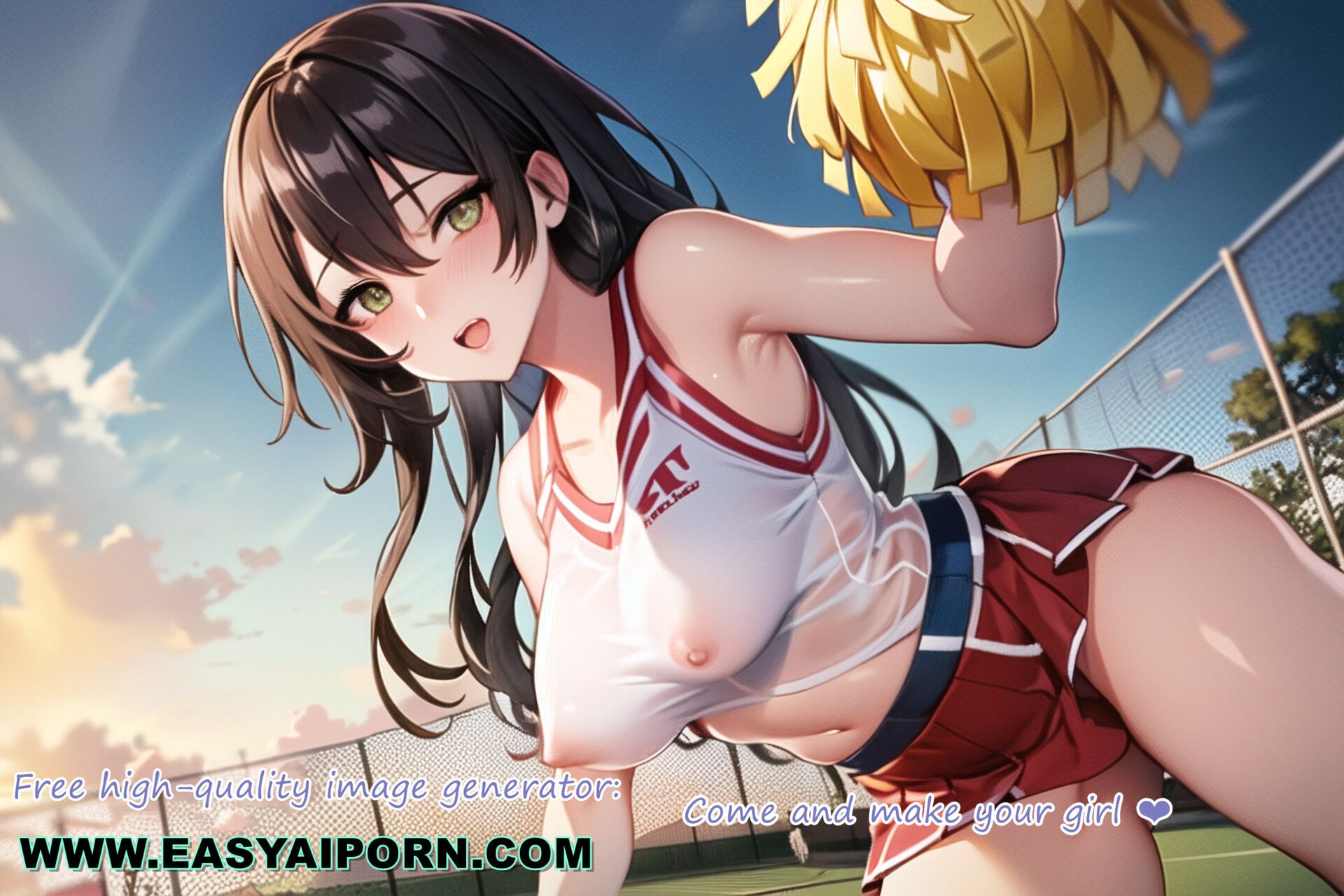 Hot Anime Cheerleader Motivating You Transparent Cloth