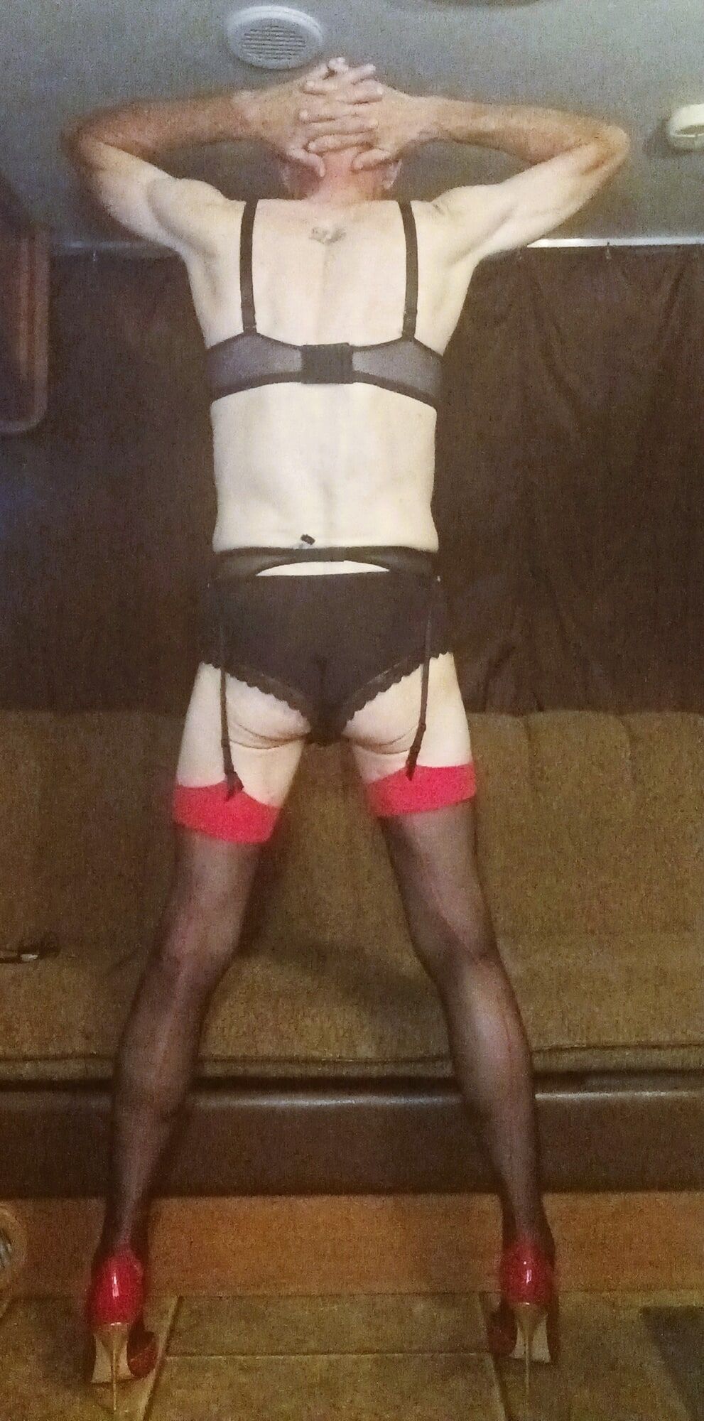 Faggot Andrew Brown Dressed in Stockings and Heels #7