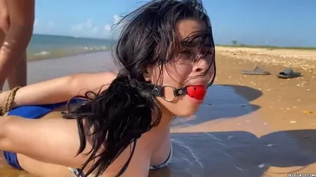 hogtied and ball gagged in sea water selfgags         