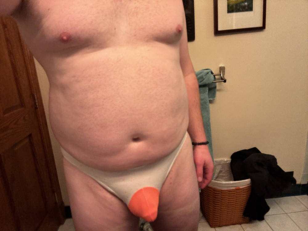 Fat man thong try on #6