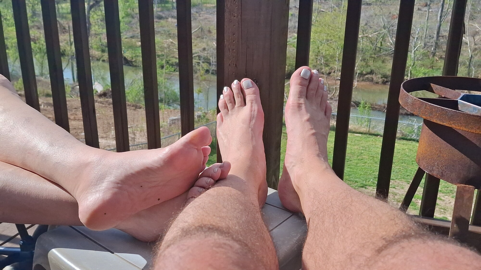 Sharing the foot stool #10
