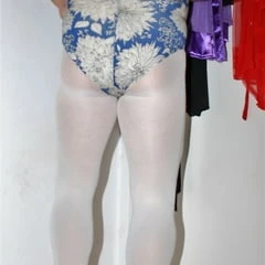 Swimsuite BlueWhite Tights white