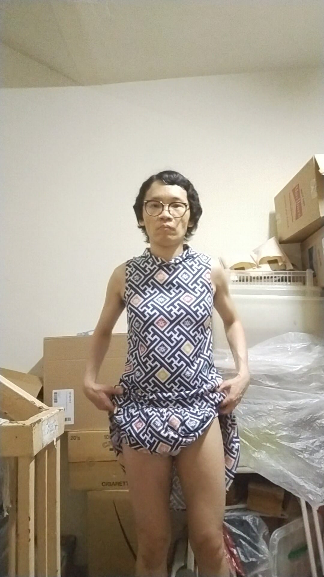 Secretly wearing office lady lingerie and dress. #12