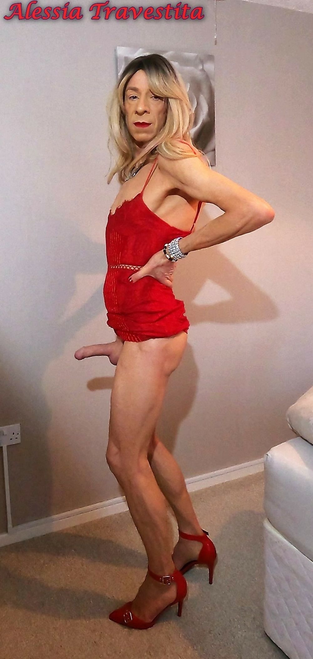 66 Alessia Travestita in Red Velvet Dress #57