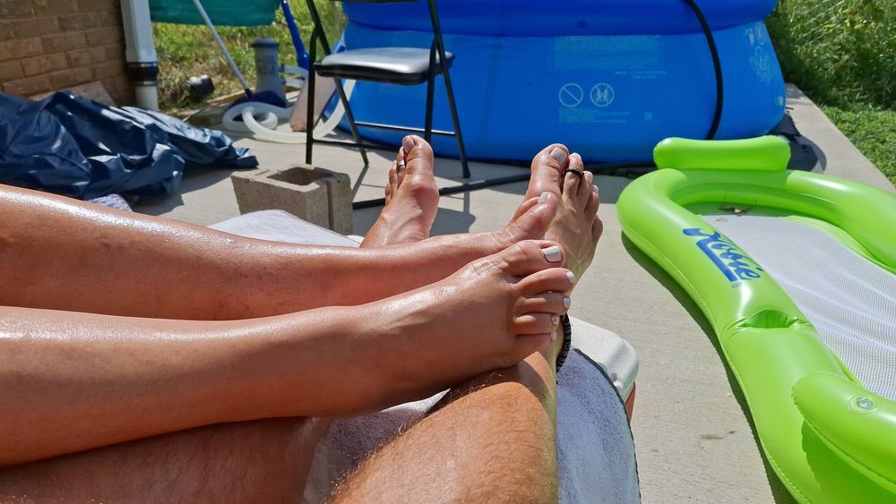 Tanning our legs and feet #6