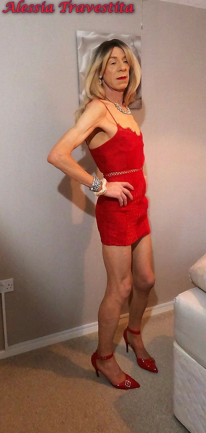 66 Alessia Travestita in Red Velvet Dress #34