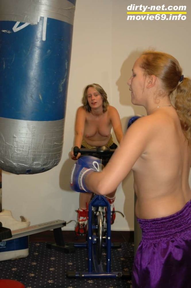 Teen Nathalie and Dany Sun are boxing topless #19