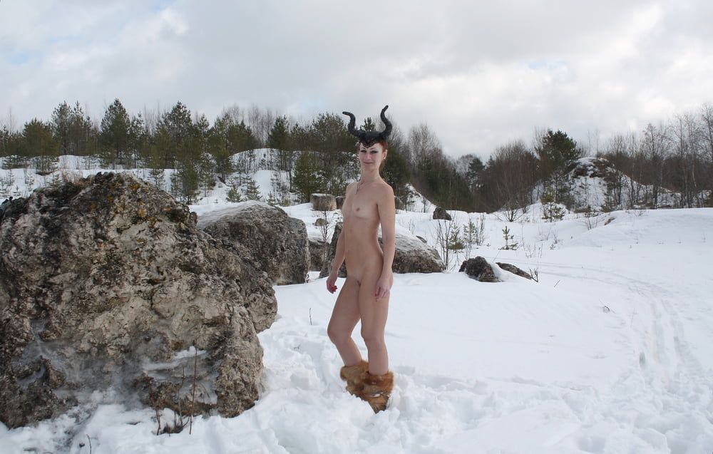 Naked on the Snow in Quarry #15