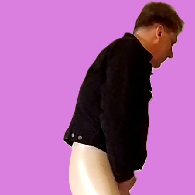 Handjob through white vinyl leggings (pink version) #10