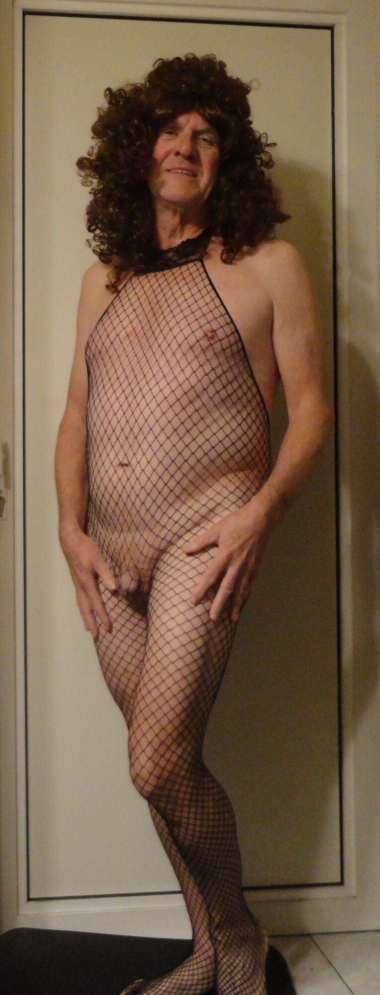 Me crossdressing in catsuit