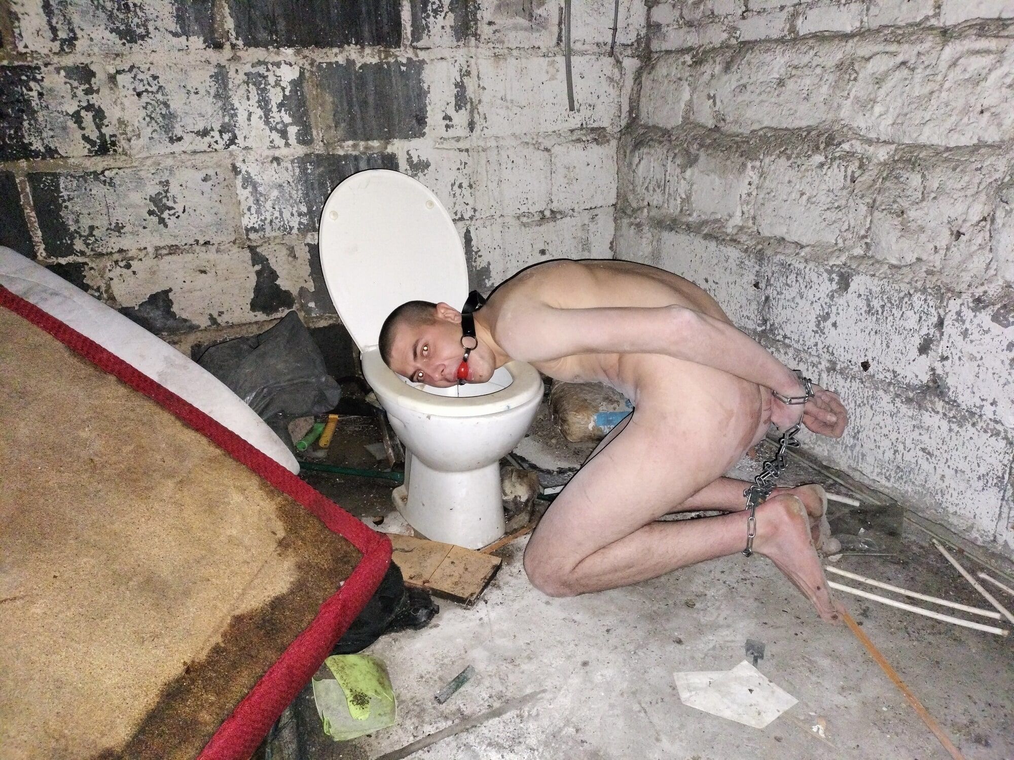 Young GAY slave in abandoned place 3