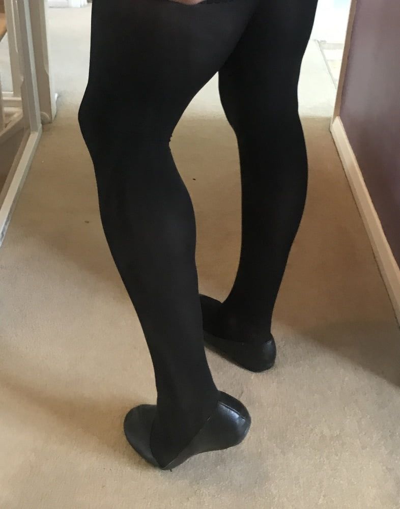 Black seamless tights & tight short skirt #48