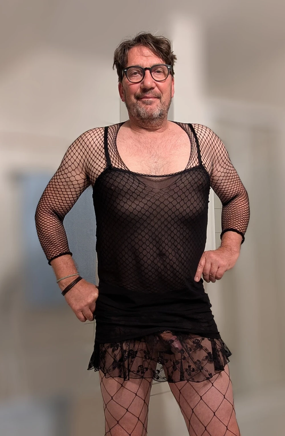 Crossdresser in fishnet II #2