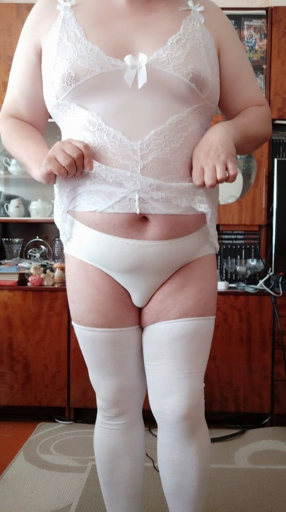 sissy posing in white set #37