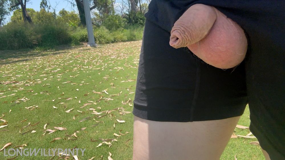 Straight guy out flashing his cock in the hot sun risky dare