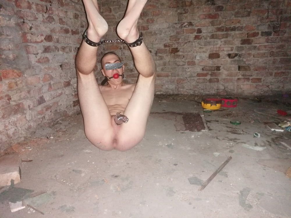Gay slave tied nigh in Abandoned places 