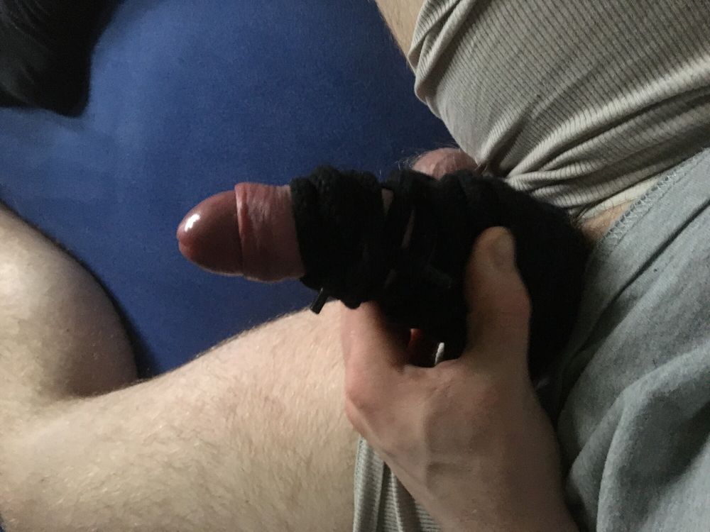 Hairy Cock And Balls Bound With Long Cord  #57