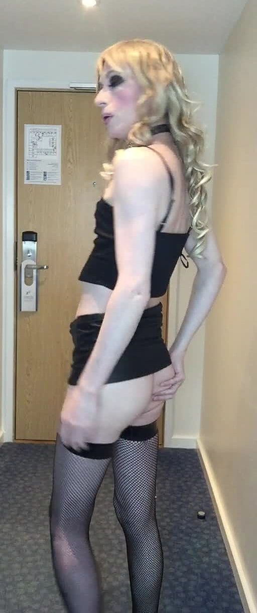 Sissy Crossdresser In Black Slut Outfit Posing  #41
