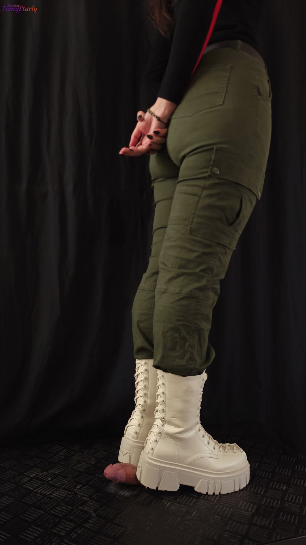 Military Girl Ballbusting You in White Dirty Combat Boots #4