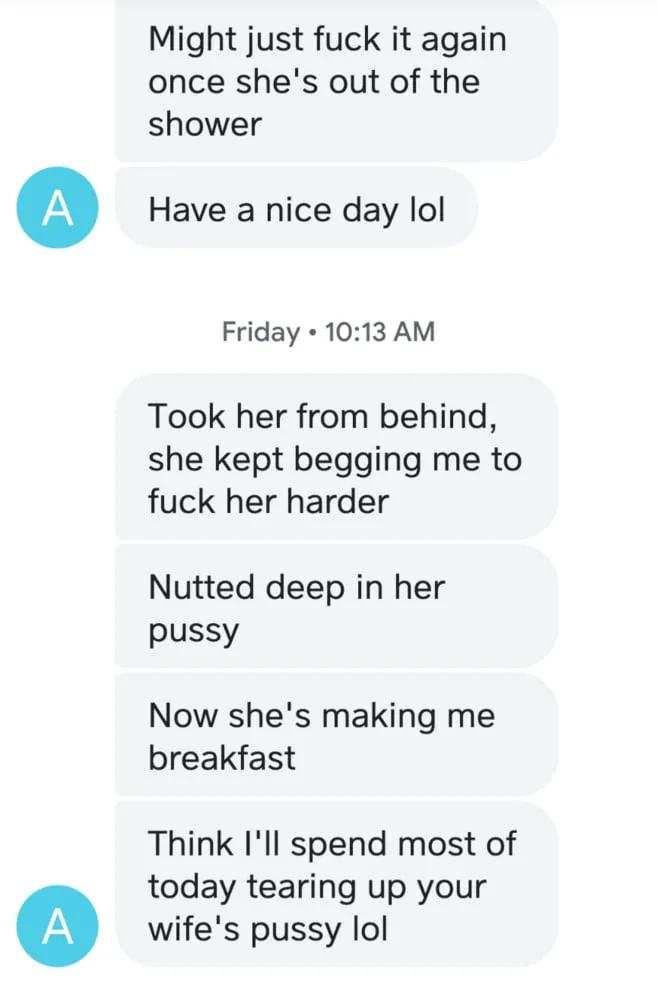 cuckold texts from wife's boyfriend