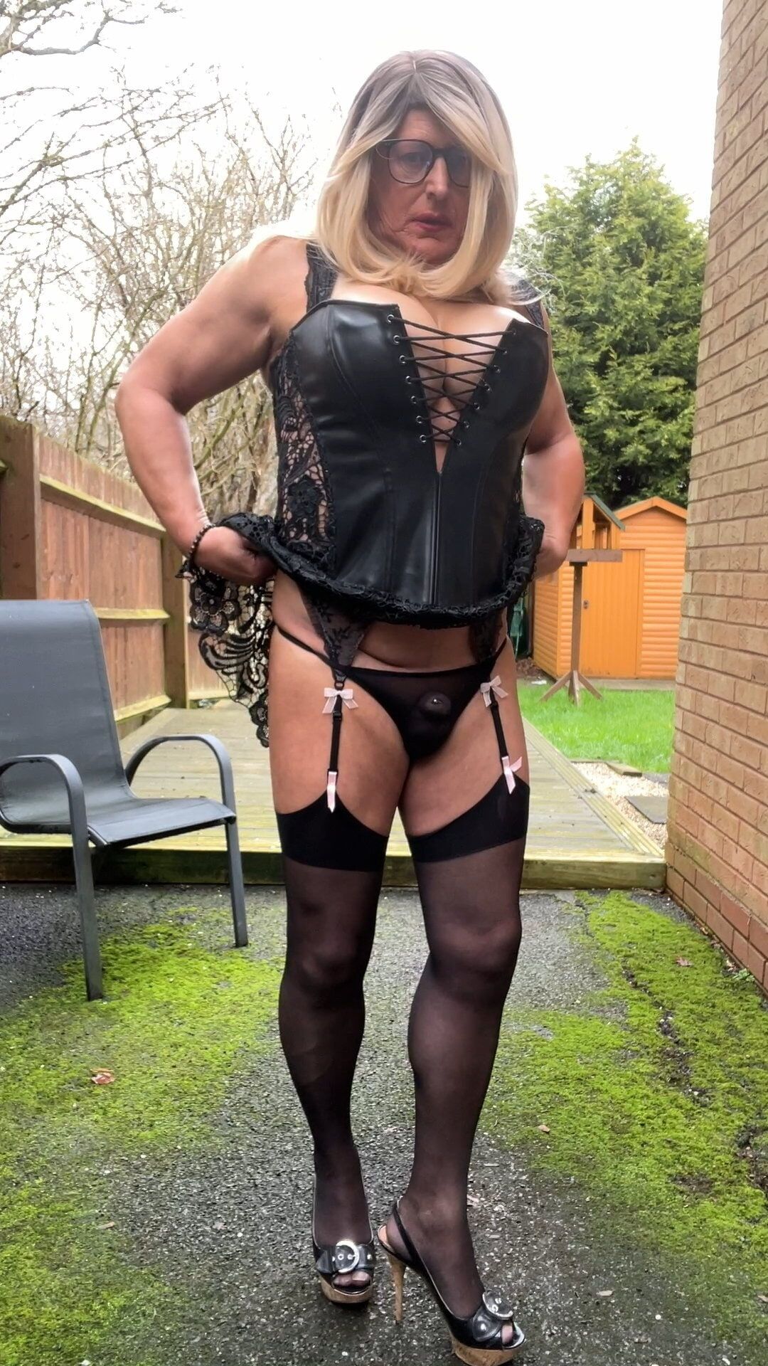 Amateur crossdresser Kellycd2022 sexy milf in black pvc #45