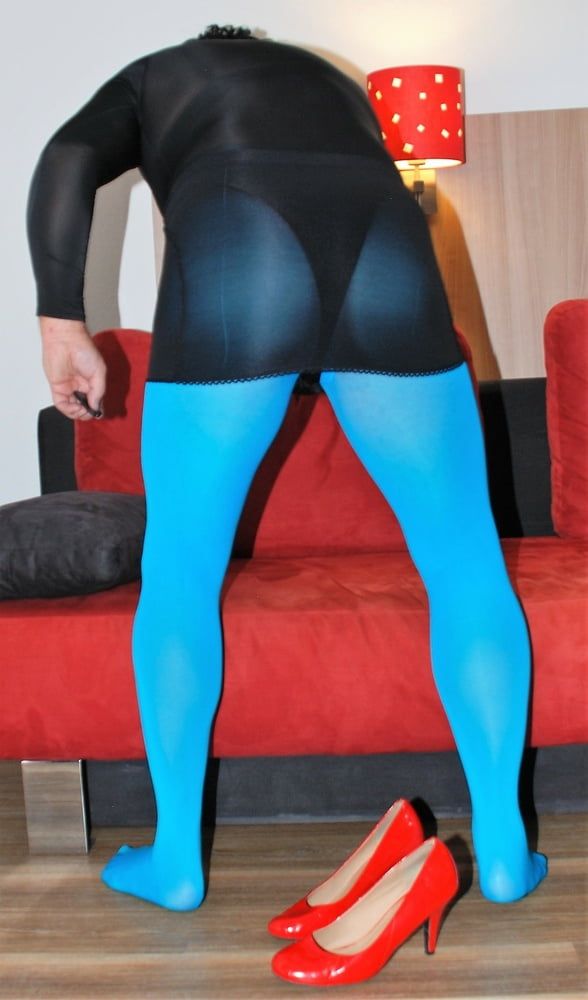 Leotard black tights blue #12