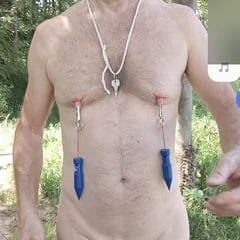 Red bikini, nettles in the cage and plug in the ass.
