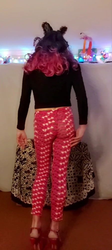 My sexy red stretch pants feel so nice  #28