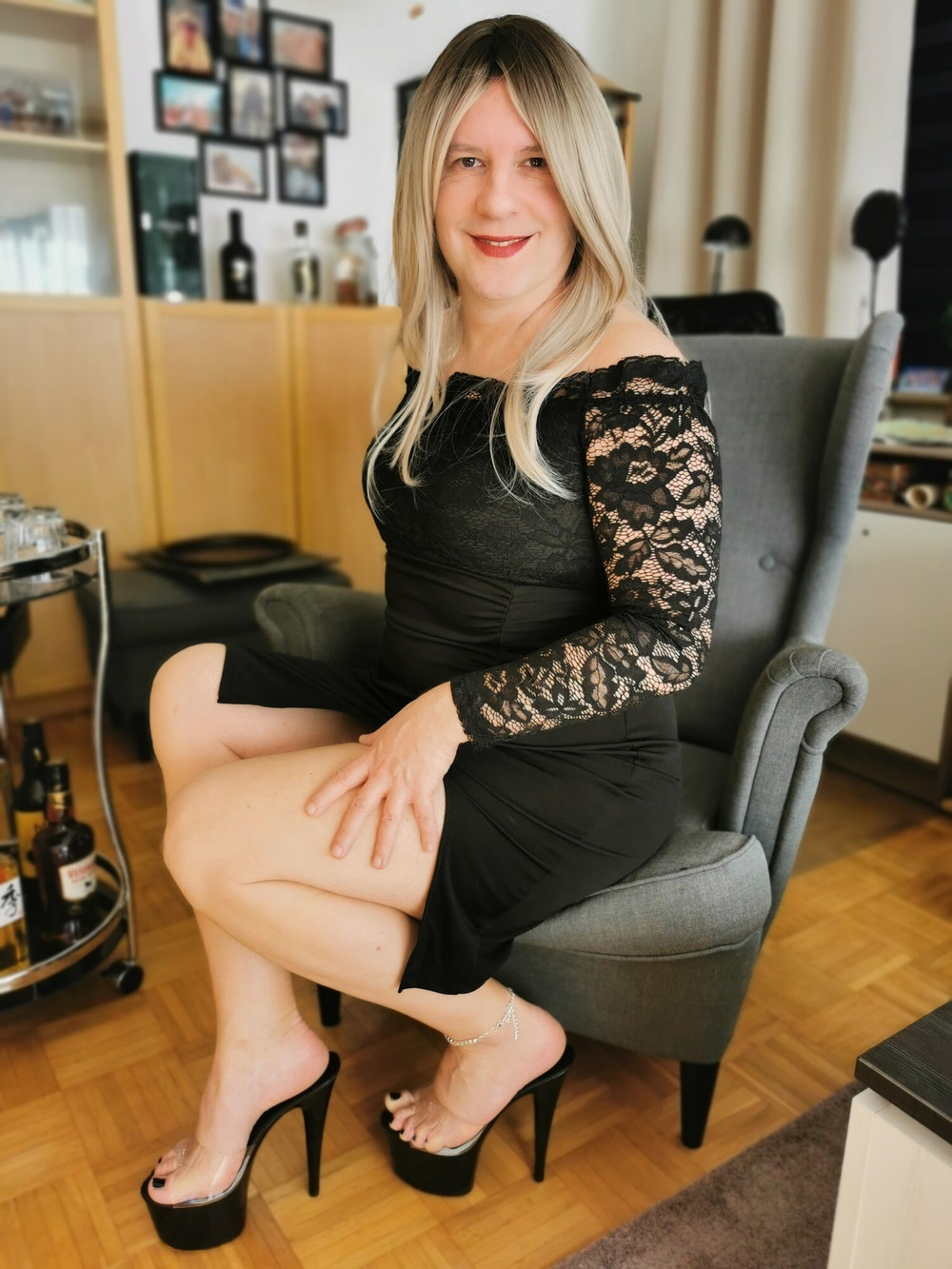 Curvy Evening Dress With Lace And Open Shoulder Cut #17