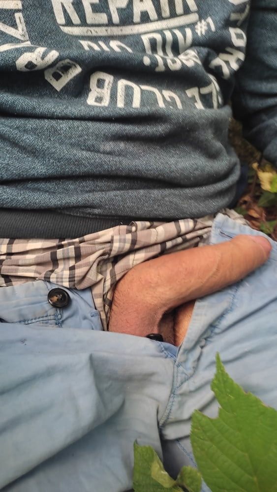Lying on the forest floor , uncover my dick #12