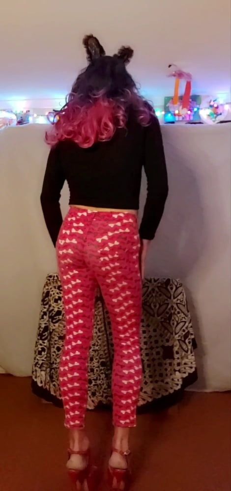 My sexy red stretch pants feel so nice  #27
