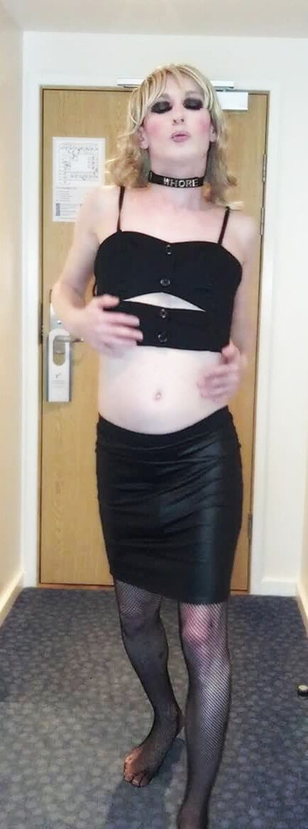Sissy Crossdresser In Black Slut Outfit Posing  #42