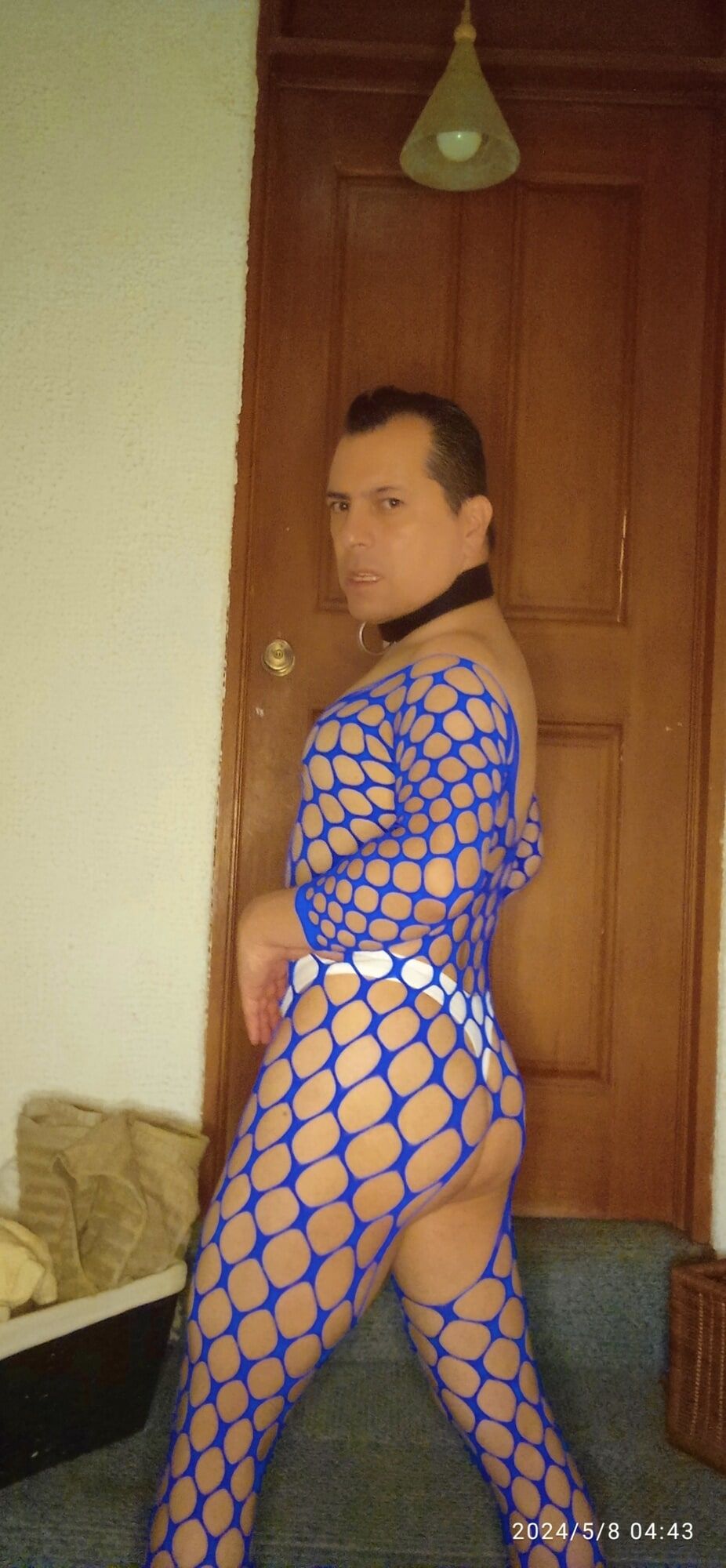 My new blue fishnet lingerie  #3