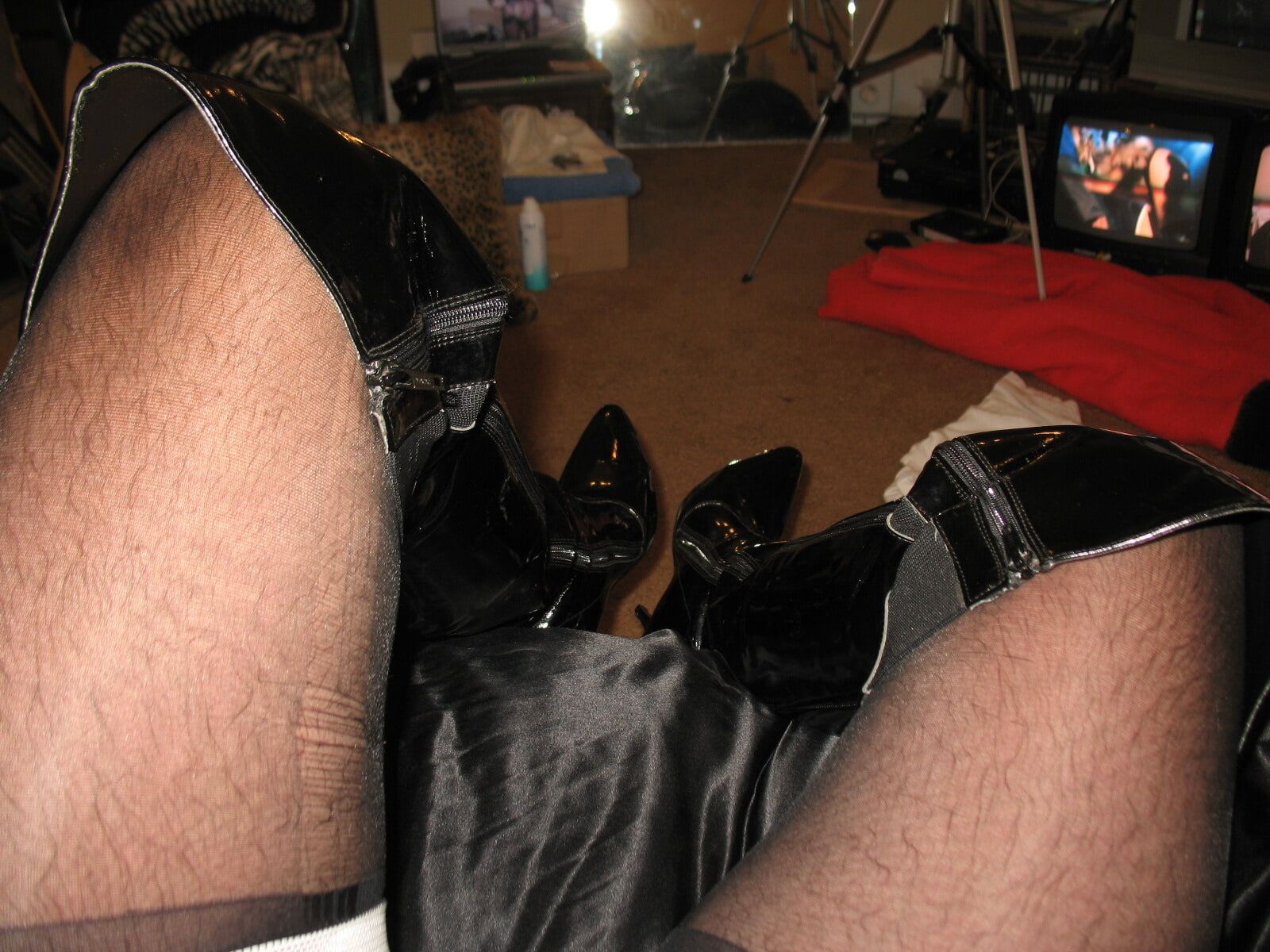 Long Luscious Legs Encased in Sheer Black Silk FF Nylons #28