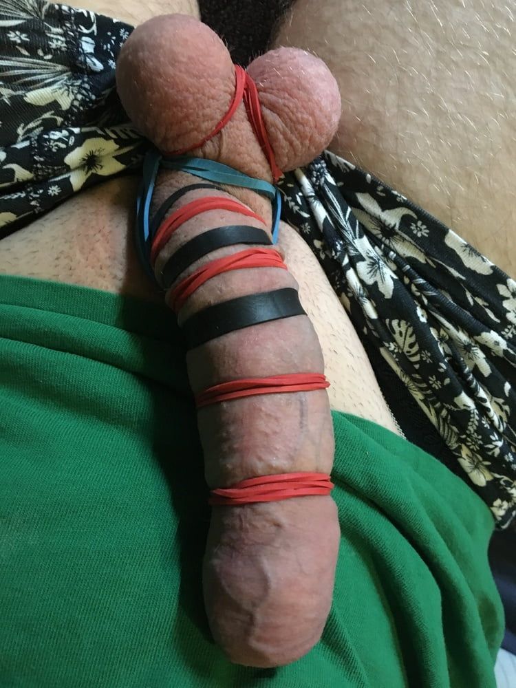 Cock And Ball Bondage With Rubber Bands And Cockrings  #10