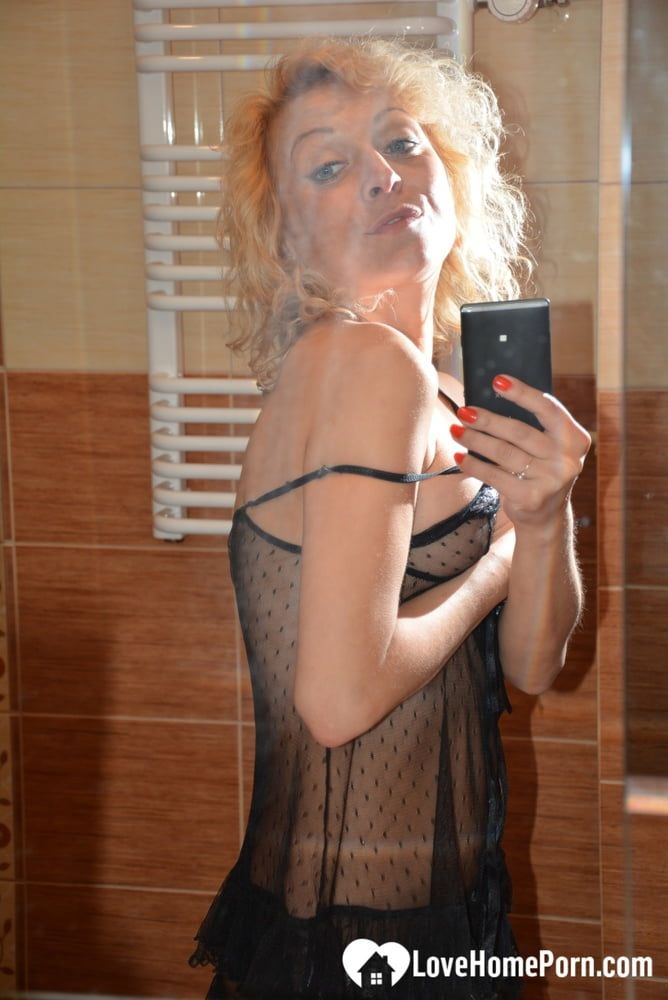 Hungarian sweetie teasing in her black lingerie #5