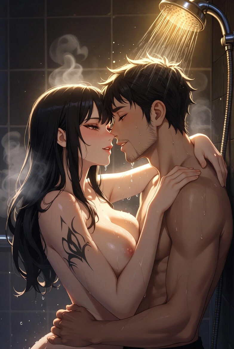 Shower Passion Series – Steamy Blonde & Dark-Haired Couples  #36
