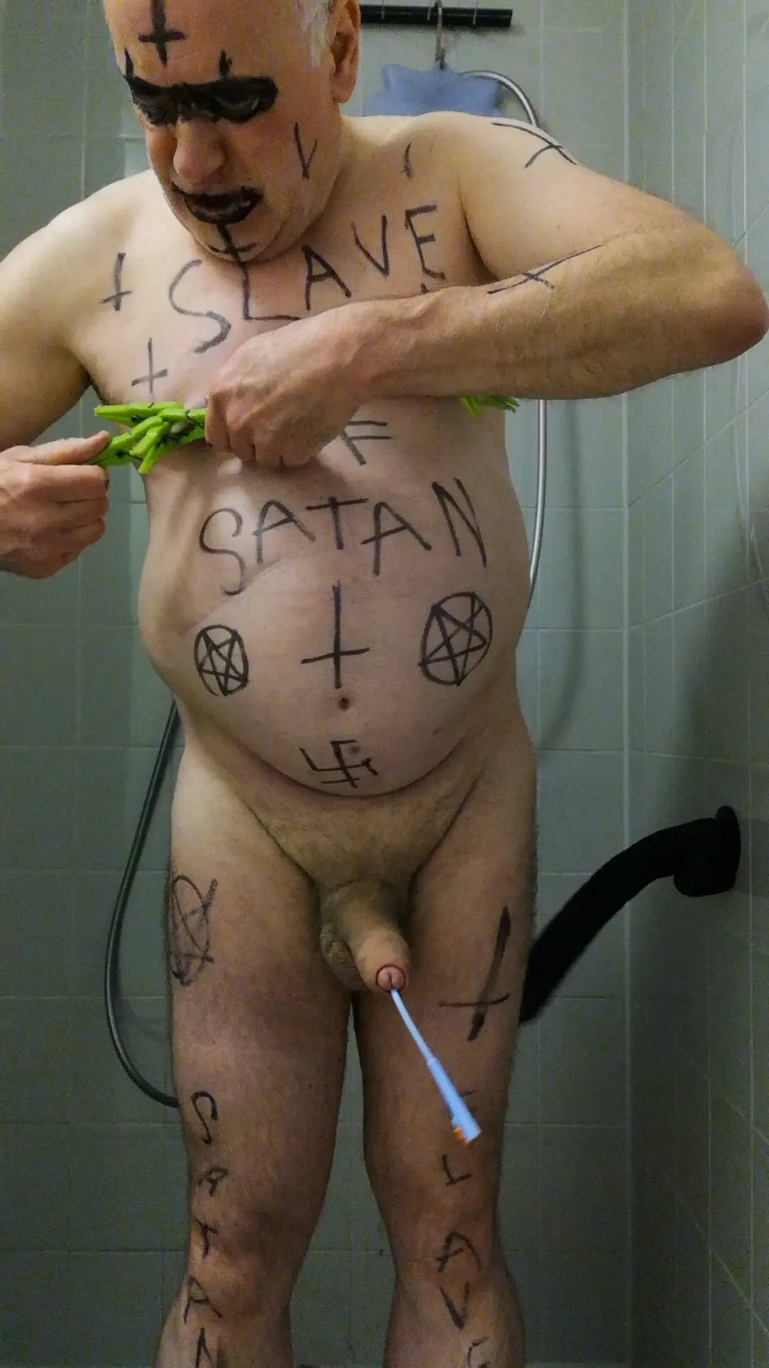 Satan slave takes a delicious urine enema #13