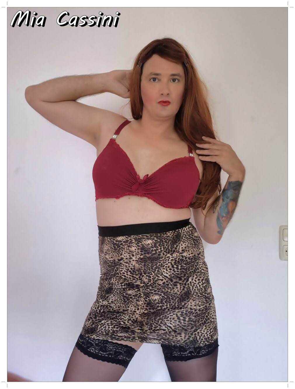 Red Lingerie & leopard Miniskirt #7