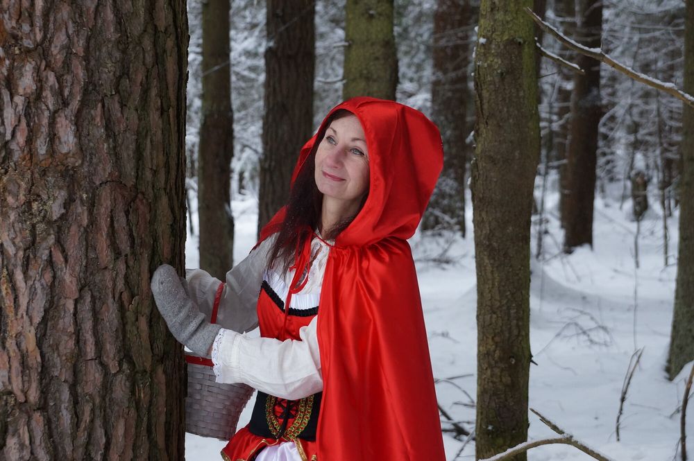 Little Red Riding Hood on a forest path #28