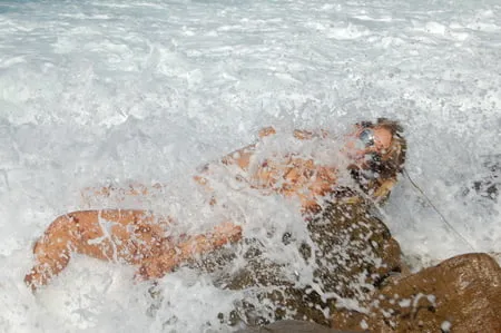 naked in the surf         