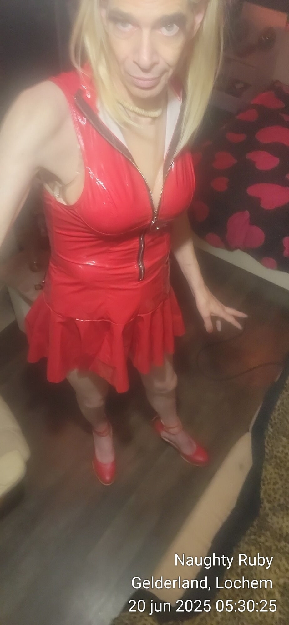 Red latex mini dress #28