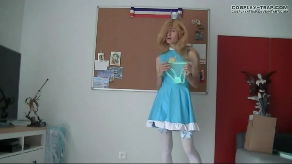 Crossdress cosplay Tennis Rosalina panties and anal show #10